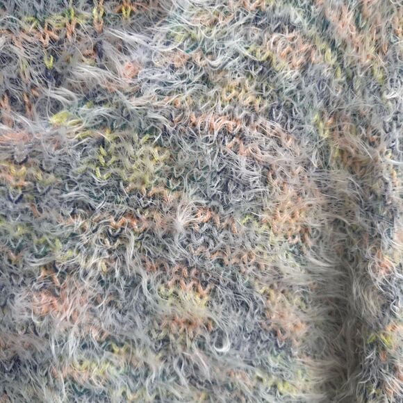 Free People Womens V-Neck Fuzzy Eyelash Knit Sweater oversized Multicolor XS - Picture 4 of 8